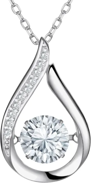 Stunning Necklace with Brilliance in Motion, Tear Drop Pendant 1CT Certified Moissanite Gemstone, D VVS1, Sterling Silver, Fine Platinum-Plated, Jewelry Gift for Wife, Anniversary, Birthday, Mom, Her
