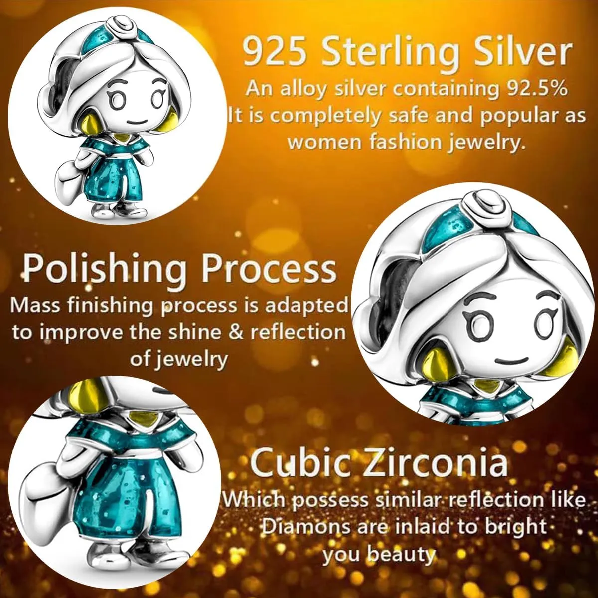 Summer Sea Animal Blue Charms 925 Sterling Silver with Cubic Zirconia for Women Bracelets and Necklaces in S925 Sterling Silver,Mother's Day