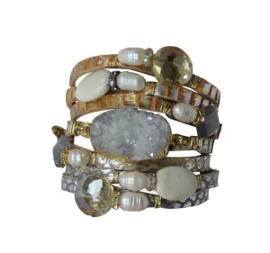 SuZy T Designs | Leather & gemstone Cuff Bracelet
