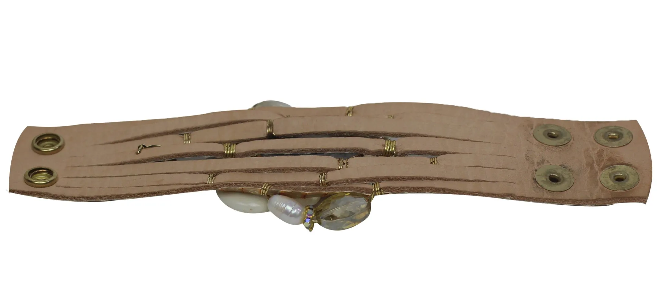 SuZy T Designs | Leather & gemstone Cuff Bracelet