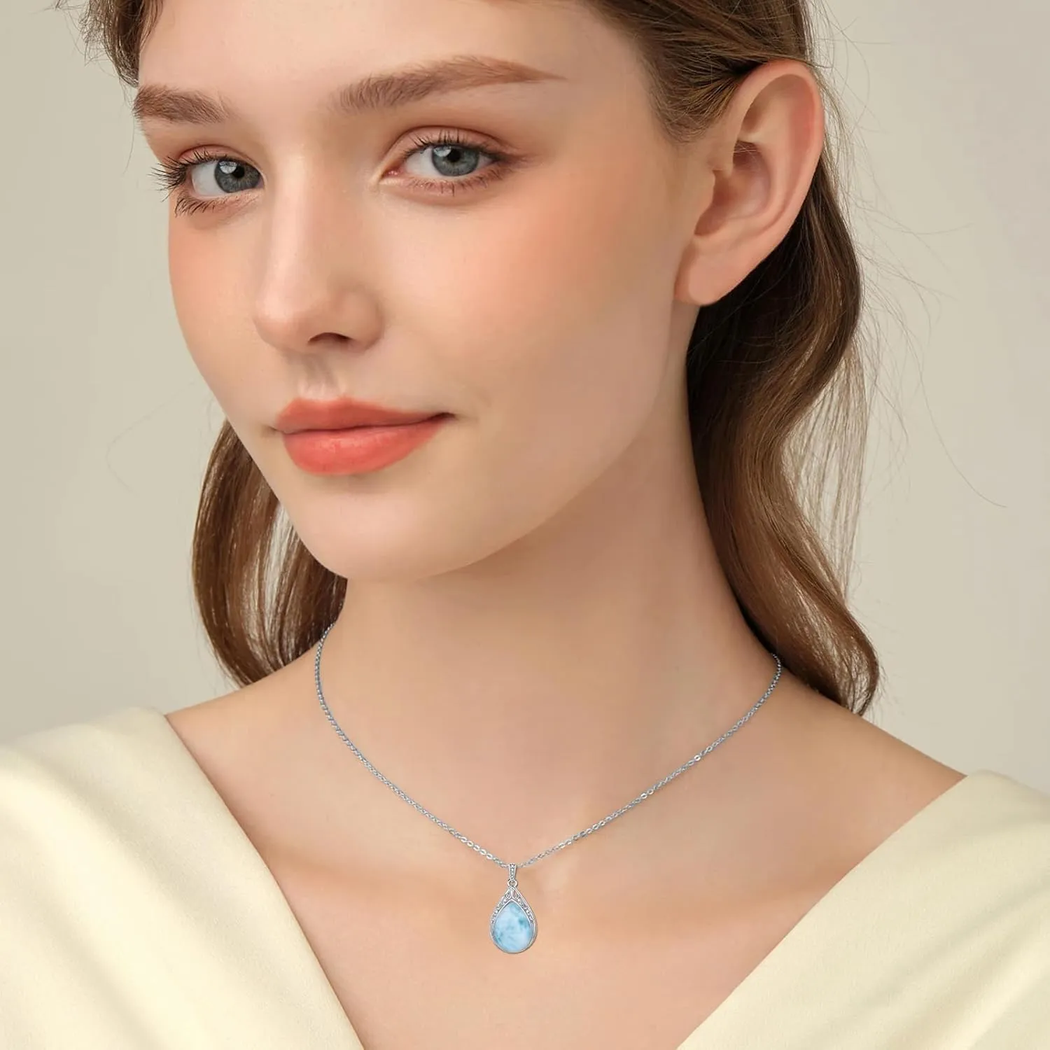 Teardrop Necklace 925 Sterling Silver Filigree Gemstone Pendant Necklace Fine Jewelry Birthday Mothers Day Gifts for Women Her Mom