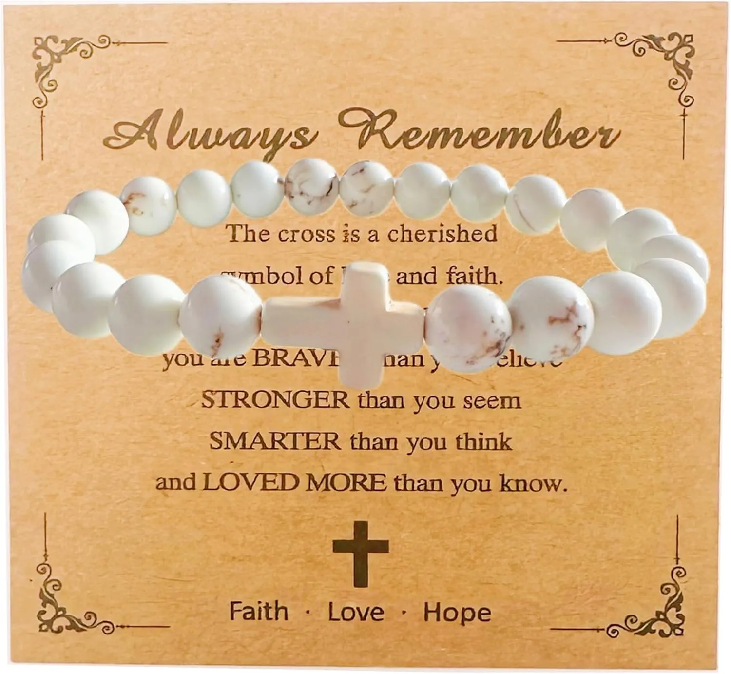 Teen Girl Boys Mens Gifts, Natural Stone Cross Bracelets Trendy Stuff Inspirational Gifts Ideas Bracelet&Card Inspirational gifts for Daughter Son, Husband-Birthday Graduation Retirement Christmas
