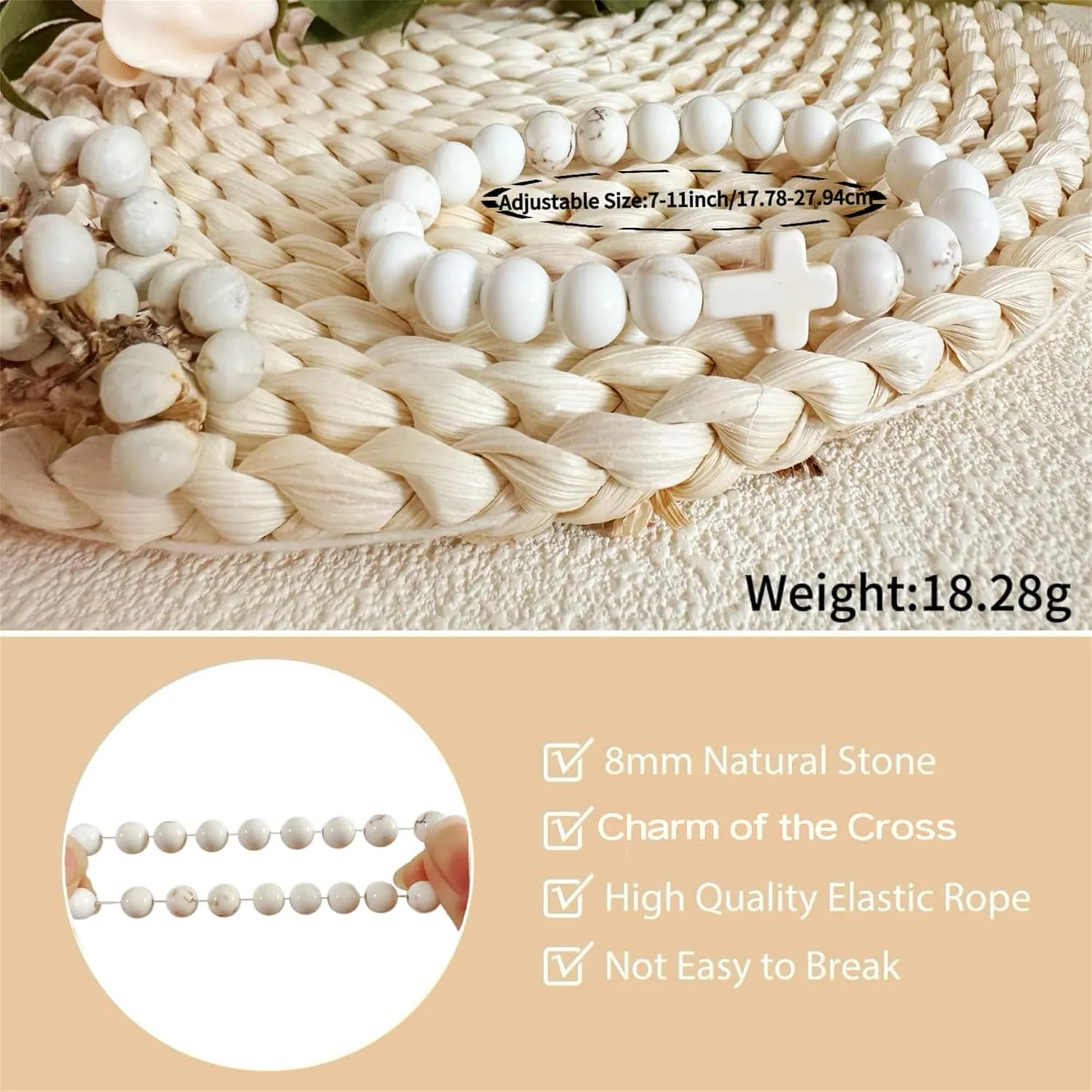 Teen Girl Boys Mens Gifts, Natural Stone Cross Bracelets Trendy Stuff Inspirational Gifts Ideas Bracelet&Card Inspirational gifts for Daughter Son, Husband-Birthday Graduation Retirement Christmas