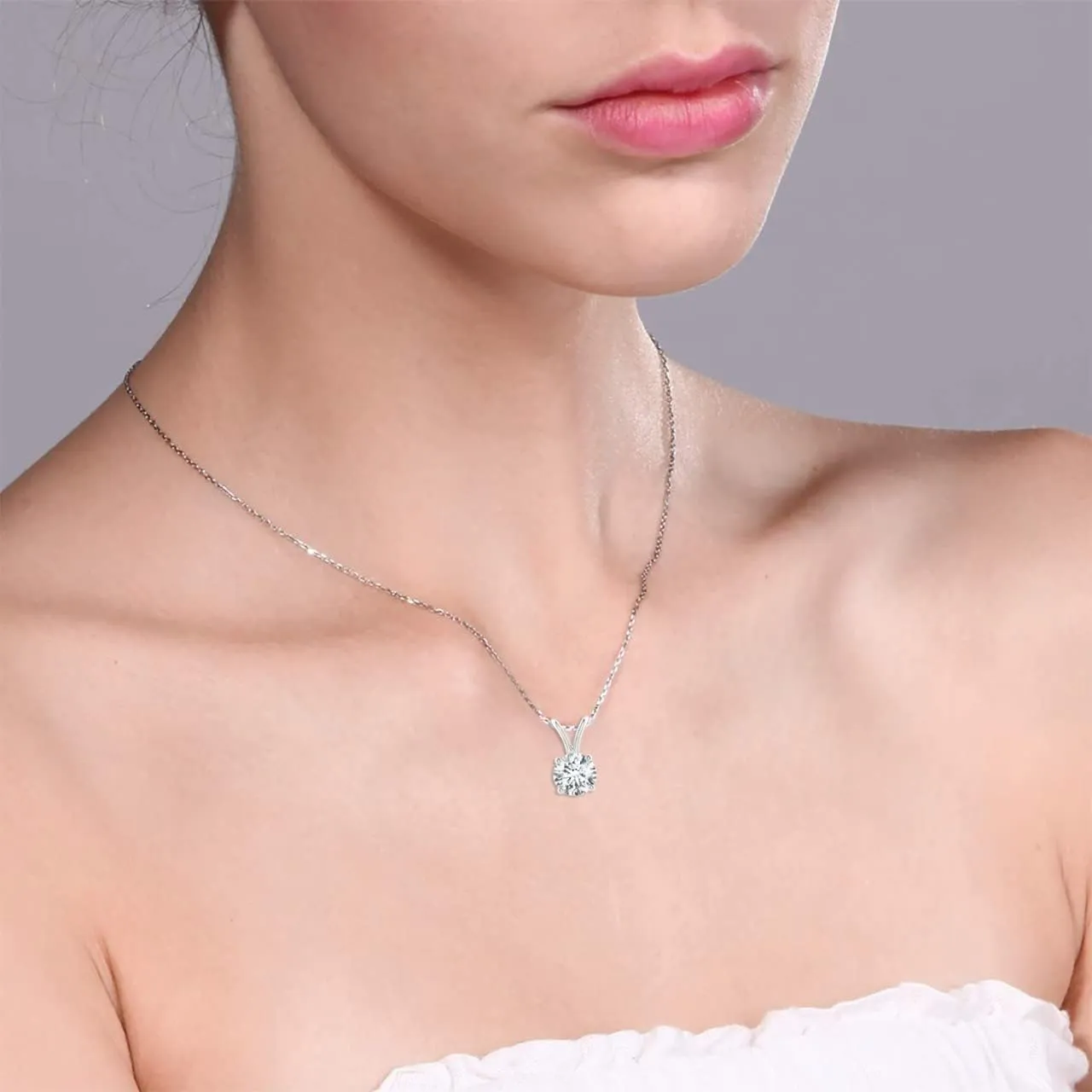 The Diamond Deal .25-1.00 Carat Round Brilliant Solitaire IGI Certifed Lab-Grown Diamond Solitaire Pendant Necklace | 14k Yellow or White or Rose/Pink Gold With 18" Gold Chain