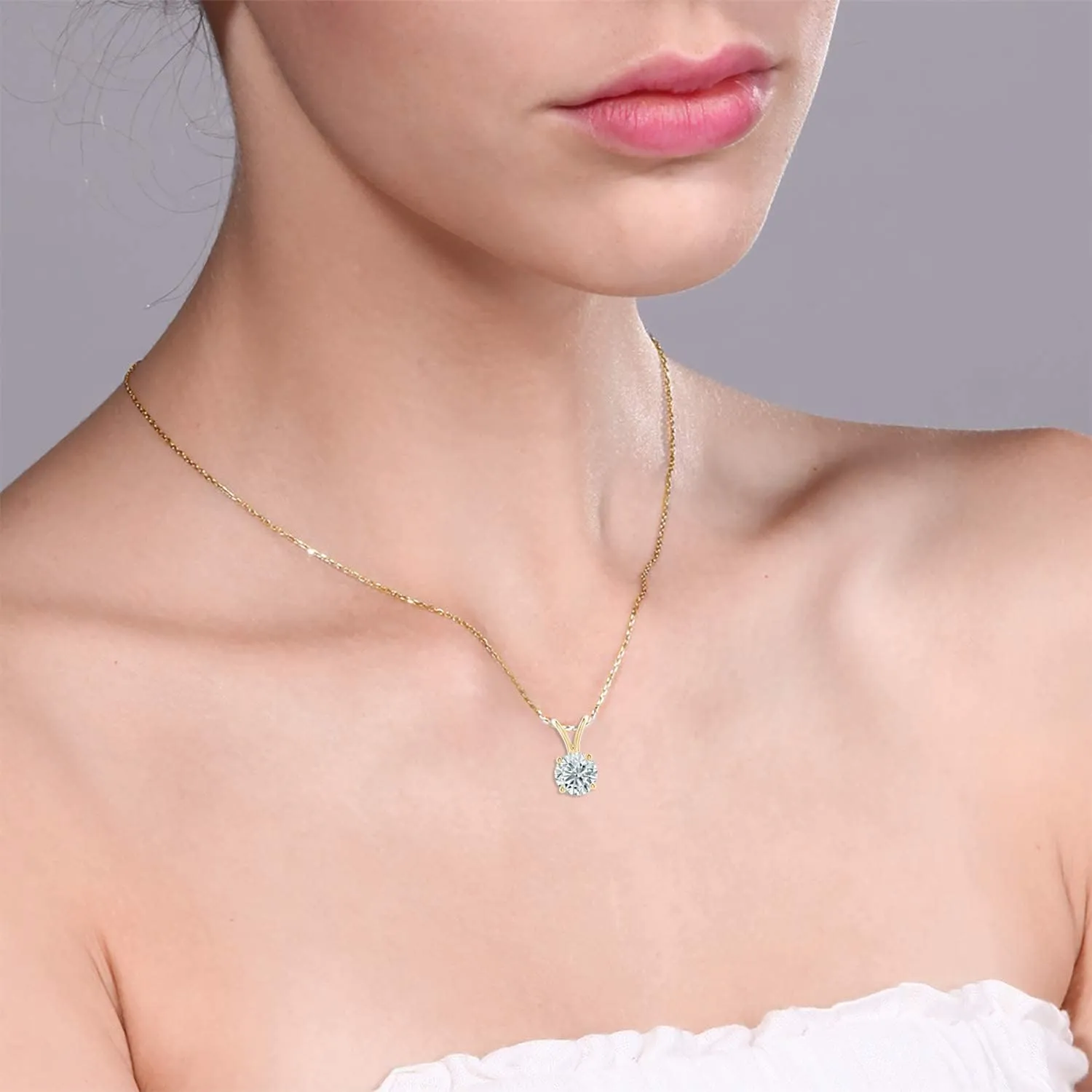 The Diamond Deal .25-1.00 Carat Round Brilliant Solitaire IGI Certifed Lab-Grown Diamond Solitaire Pendant Necklace | 14k Yellow or White or Rose/Pink Gold With 18" Gold Chain
