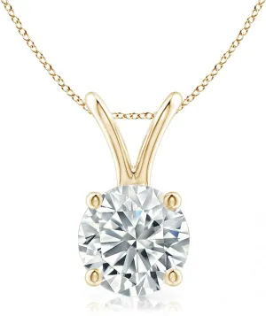 The Diamond Deal .25-1.00 Carat Round Brilliant Solitaire IGI Certifed Lab-Grown Diamond Solitaire Pendant Necklace | 14k Yellow or White or Rose/Pink Gold With 18" Gold Chain
