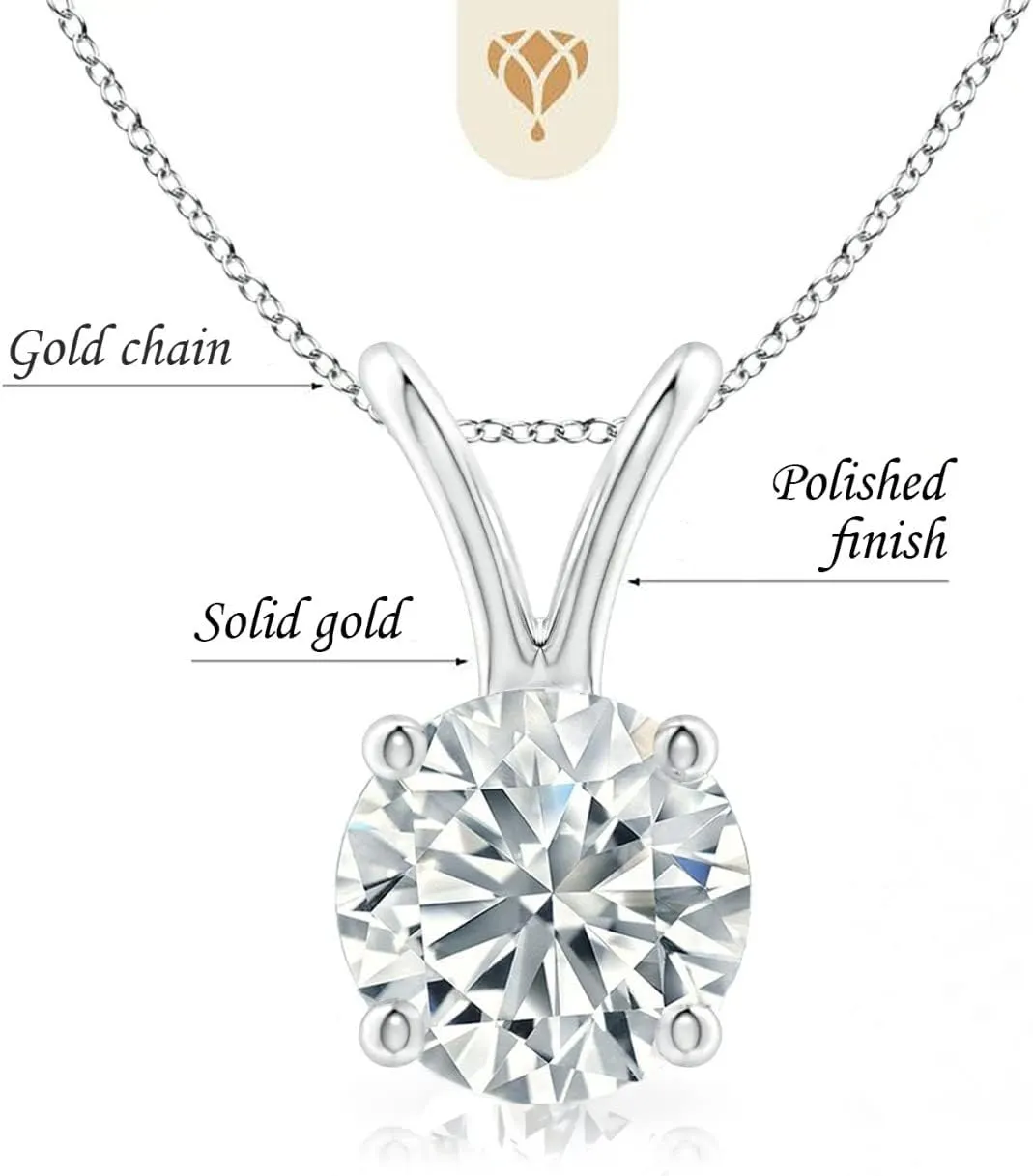 The Diamond Deal .25-1.00 Carat Round Brilliant Solitaire IGI Certifed Lab-Grown Diamond Solitaire Pendant Necklace | 14k Yellow or White or Rose/Pink Gold With 18" Gold Chain