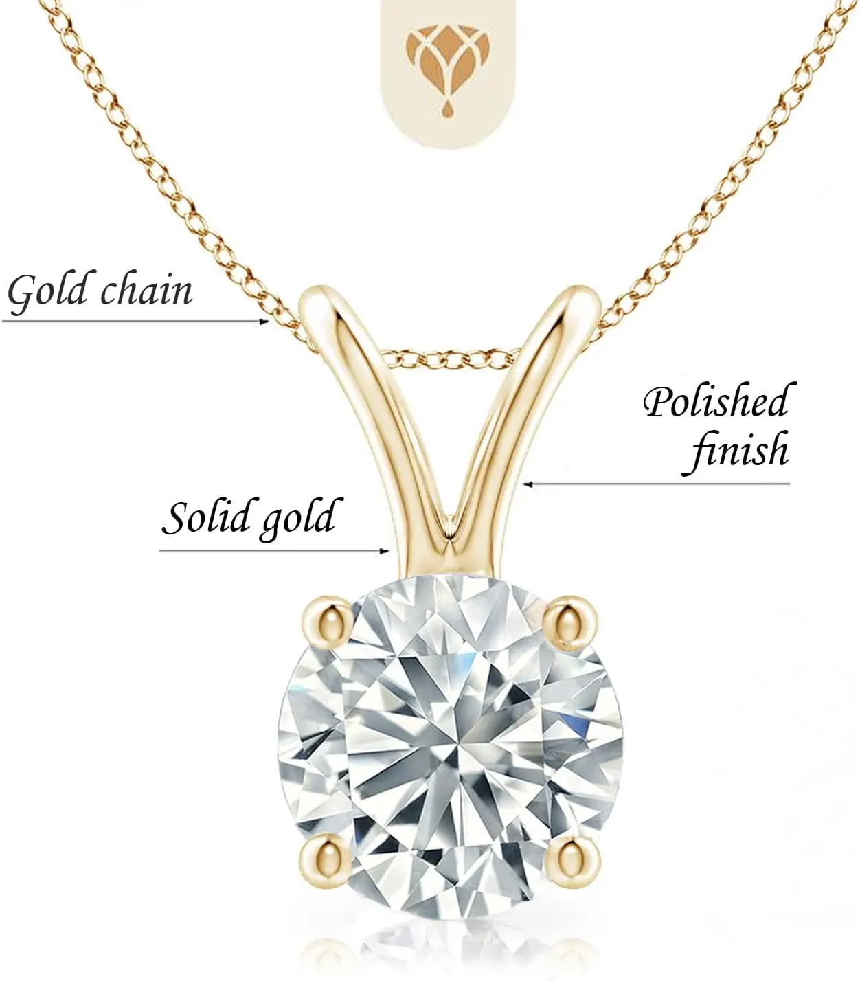 The Diamond Deal .25-1.00 Carat Round Brilliant Solitaire IGI Certifed Lab-Grown Diamond Solitaire Pendant Necklace | 14k Yellow or White or Rose/Pink Gold With 18" Gold Chain