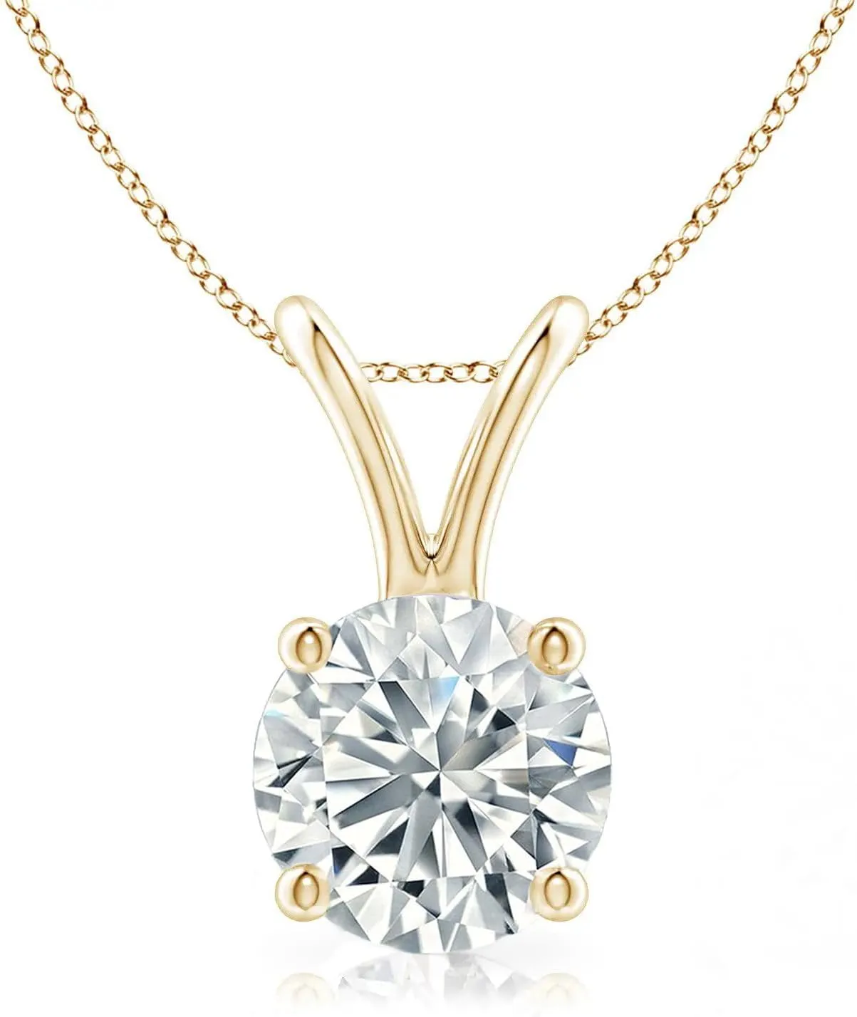 The Diamond Deal .25-1.00 Carat Round Brilliant Solitaire IGI Certifed Lab-Grown Diamond Solitaire Pendant Necklace | 14k Yellow or White or Rose/Pink Gold With 18" Gold Chain