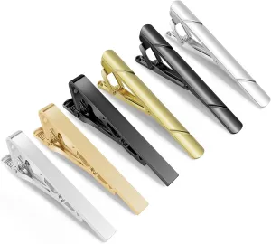 Tie Clips for Men Black Gold Silver Classic Tie Bar Clip Set