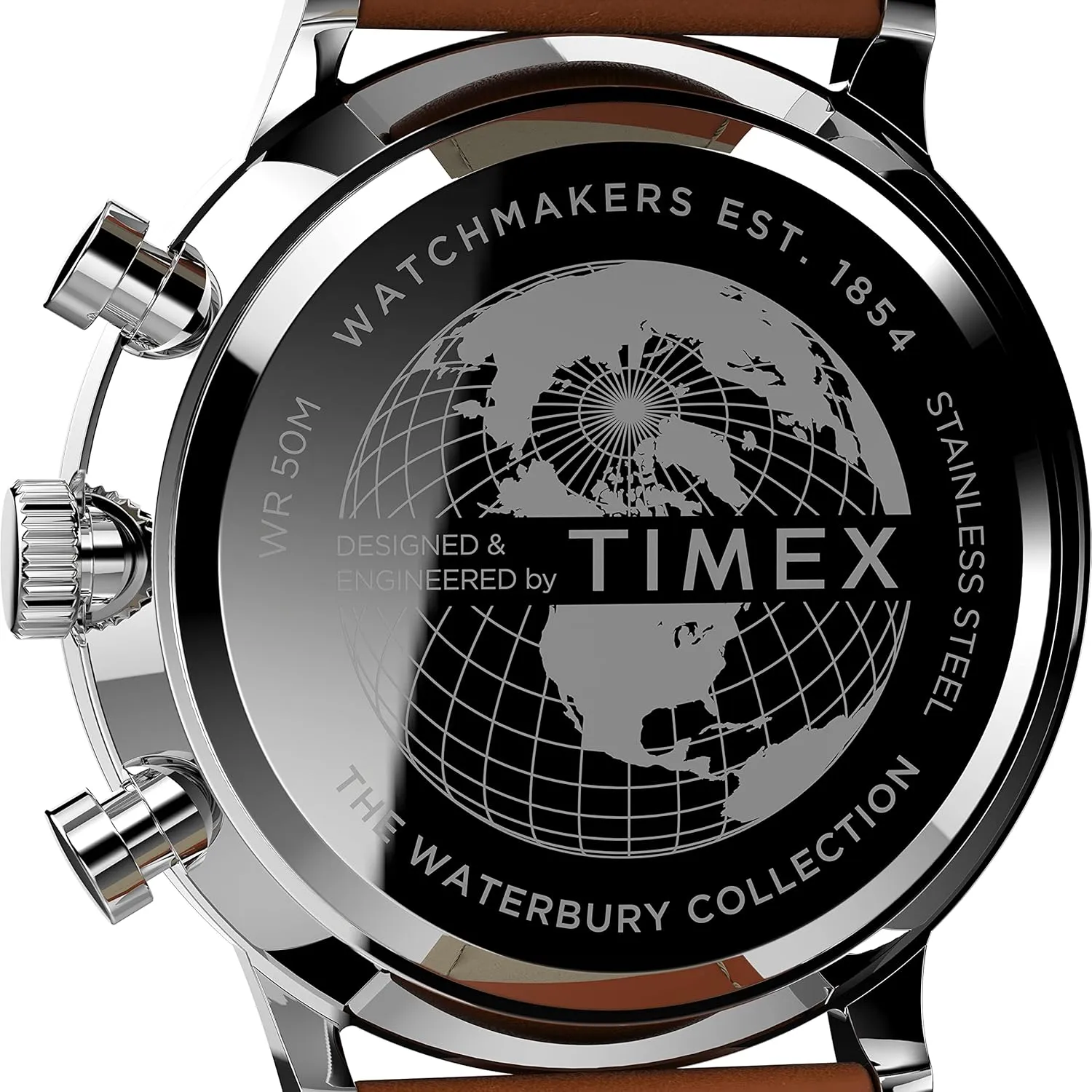 Timex Men's Waterbury Classic Chrono 40mm Stainless Steel Quartz Dress Watch with Leather Strap