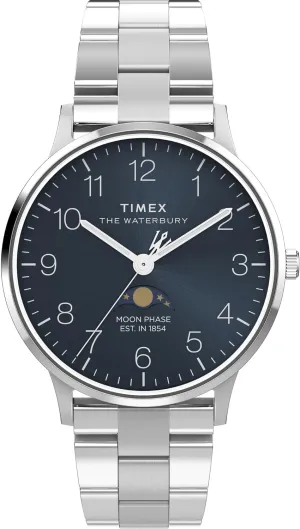 Timex Men's Waterbury Classic Chrono 40mm Stainless Steel Quartz Dress Watch with Leather Strap