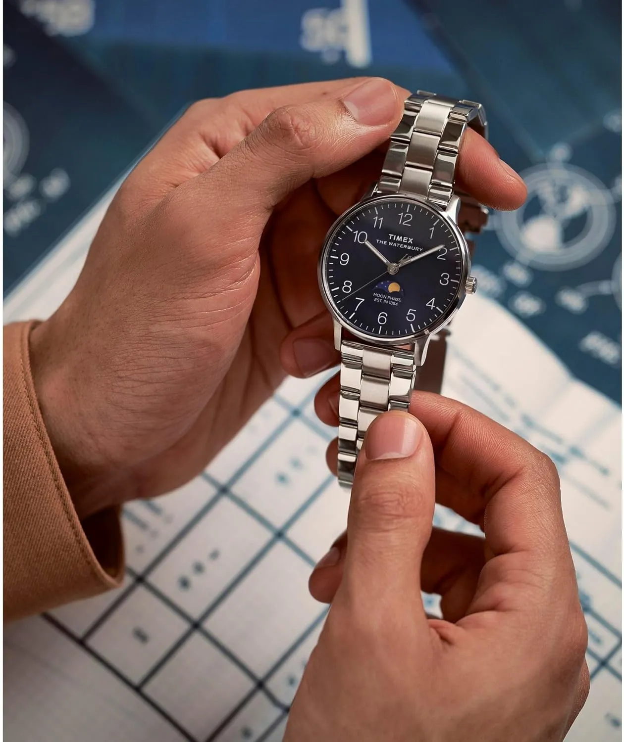 Timex Men's Waterbury Classic Chrono 40mm Stainless Steel Quartz Dress Watch with Leather Strap