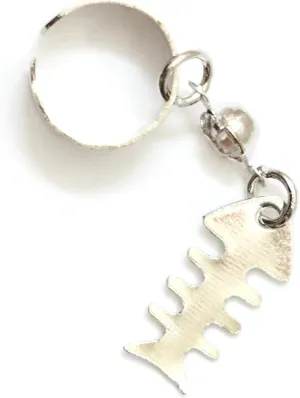 Tiny Fishbone Ear Cuff Wrap Dangling Silver Tone Earring CB26 Fashion Jewelry