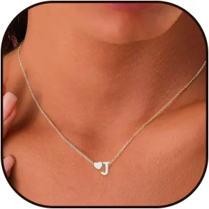 Tiny Gold Heart Initial Necklace Dainty Silver Heart Letter A-Z Necklace Personalized Monogram Name Necklaces Birthday Gifts for Women Jewelry
