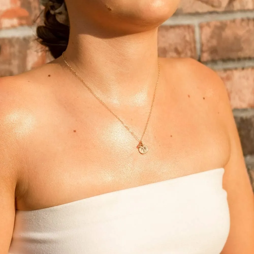 Tiny Zodiac Pendant Necklace, 14K Gold Filled Constellation Pendant with Birthstone Necklace, Personalized Birthday Gift for Women