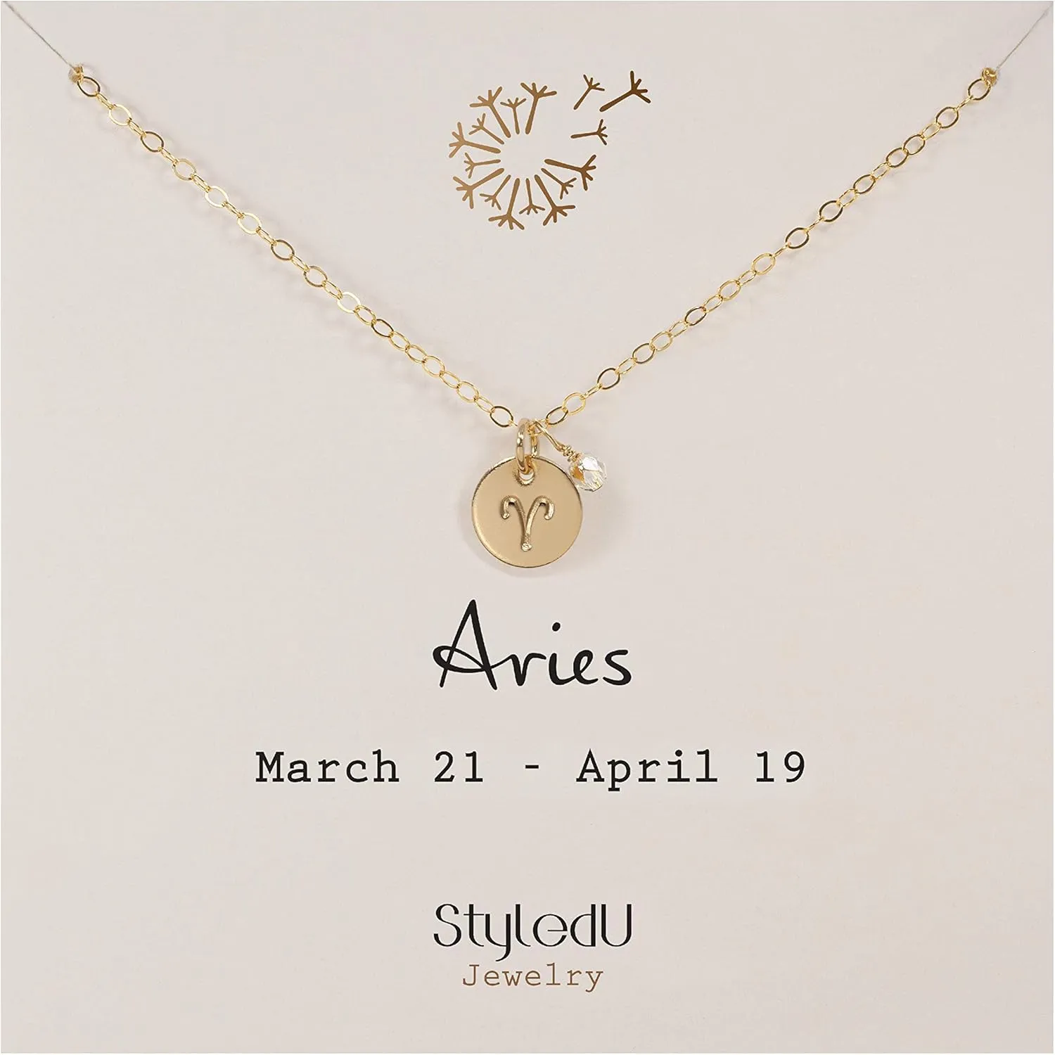 Tiny Zodiac Pendant Necklace, 14K Gold Filled Constellation Pendant with Birthstone Necklace, Personalized Birthday Gift for Women