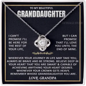 To My Beautiful Granddaughter Necklace - Gifts From Grandpa Grandma, birthday card Graduation Pendant Jewelry with Message and Gift Box5 Rose Gold Finish