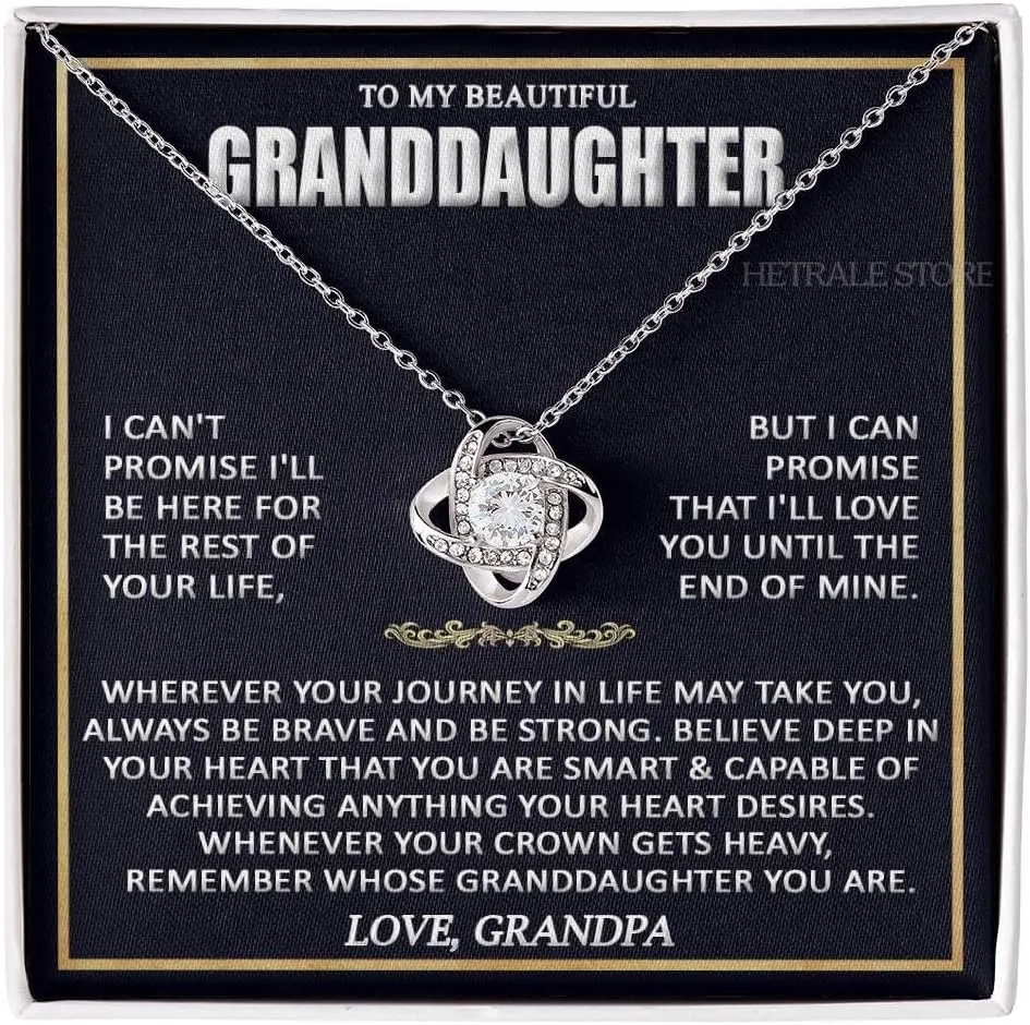 To My Beautiful Granddaughter Necklace - Gifts From Grandpa Grandma, birthday card Graduation Pendant Jewelry with Message and Gift Box5 Rose Gold Finish