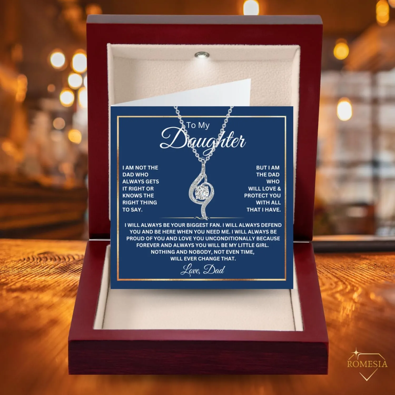 To My Daughter Necklace from Dad, Sterling Silver Daughter Gift