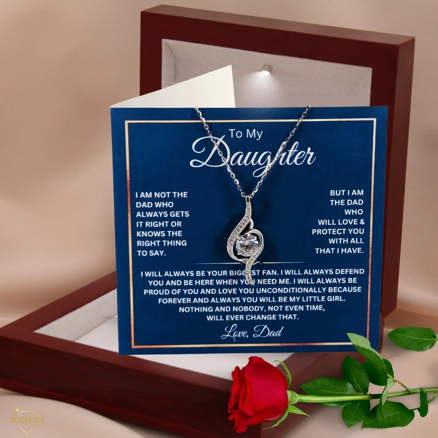 To My Daughter Necklace from Dad, Sterling Silver Daughter Gift