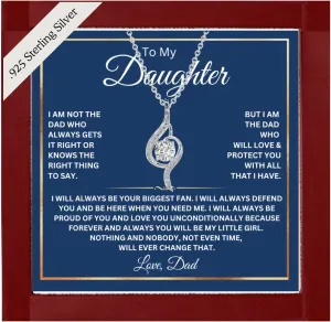 To My Daughter Necklace from Dad, Sterling Silver Daughter Gift