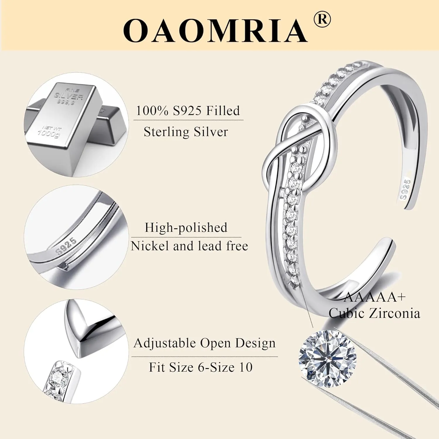 To My Daughter Rings S925 Sterling Silver Cross Ring for Women Cubic Zirconia Sterling Silver Adjustable Ring Christian Pray Cross Thumb Rings With Inspirational Card