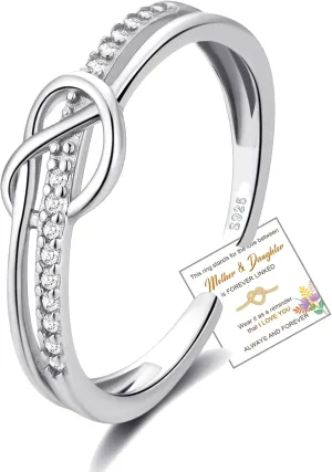 To My Daughter Rings S925 Sterling Silver Cross Ring for Women Cubic Zirconia Sterling Silver Adjustable Ring Christian Pray Cross Thumb Rings With Inspirational Card