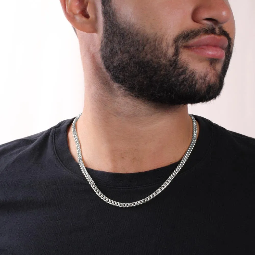 To My Grandson Necklace - Cuban Link Chain with Message Card and Gift Box