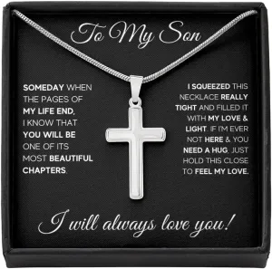 To My Son Cuban Cross Bracelet Gift From Mom & Dad | Gifts For Boy, Teen Boys For Birthday, Graduation | Beautiful Bracelet With Heartfelt Message Card & Present Box