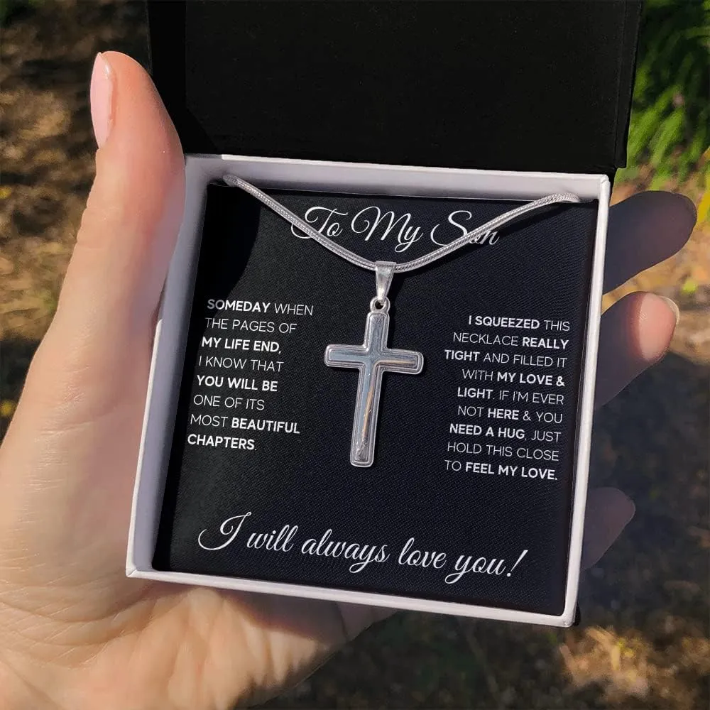 To My Son Cuban Cross Bracelet Gift From Mom & Dad | Gifts For Boy, Teen Boys For Birthday, Graduation | Beautiful Bracelet With Heartfelt Message Card & Present Box