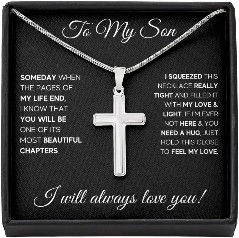 To My Son Cuban Cross Bracelet Gift From Mom & Dad | Gifts For Boy, Teen Boys For Birthday, Graduation | Beautiful Bracelet With Heartfelt Message Card & Present Box