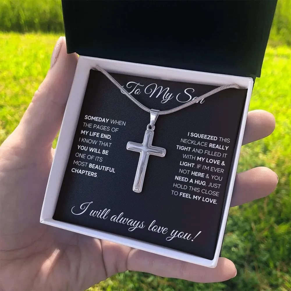To My Son Cuban Cross Bracelet Gift From Mom & Dad | Gifts For Boy, Teen Boys For Birthday, Graduation | Beautiful Bracelet With Heartfelt Message Card & Present Box