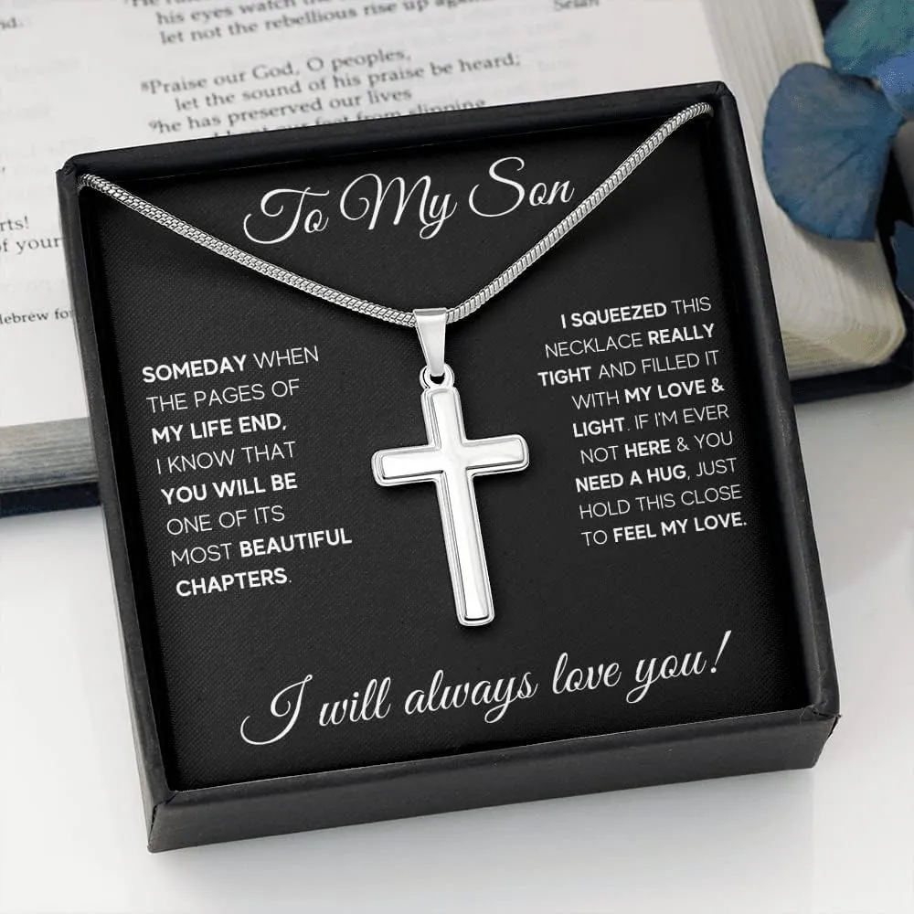 To My Son Cuban Cross Bracelet Gift From Mom & Dad | Gifts For Boy, Teen Boys For Birthday, Graduation | Beautiful Bracelet With Heartfelt Message Card & Present Box