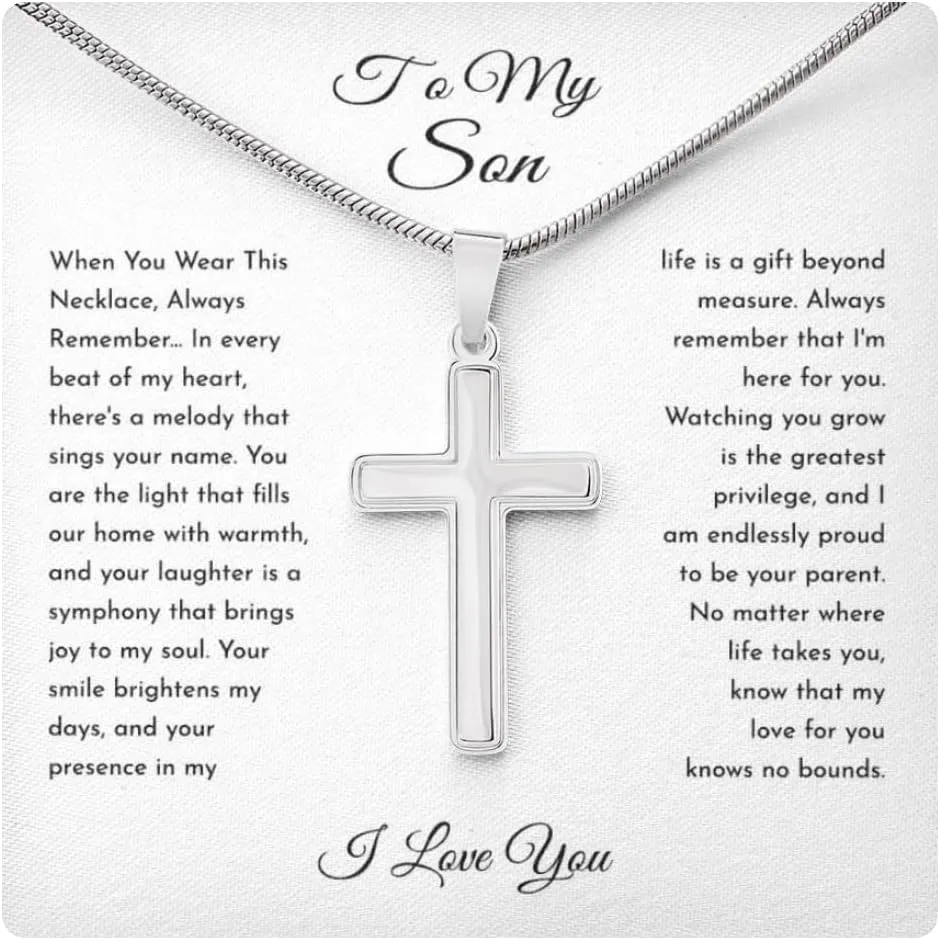 To My Son Gifts, DAD To Son Necklace, Personalized Necklace for Son, Son Birthday Gift, Graduation Son Gift Ideas, Son Xmas Gift Cross