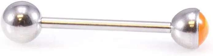 Tongue Barbell with UV Glow Synthetic Opal Design, Tongue ring with Unique designed ball.