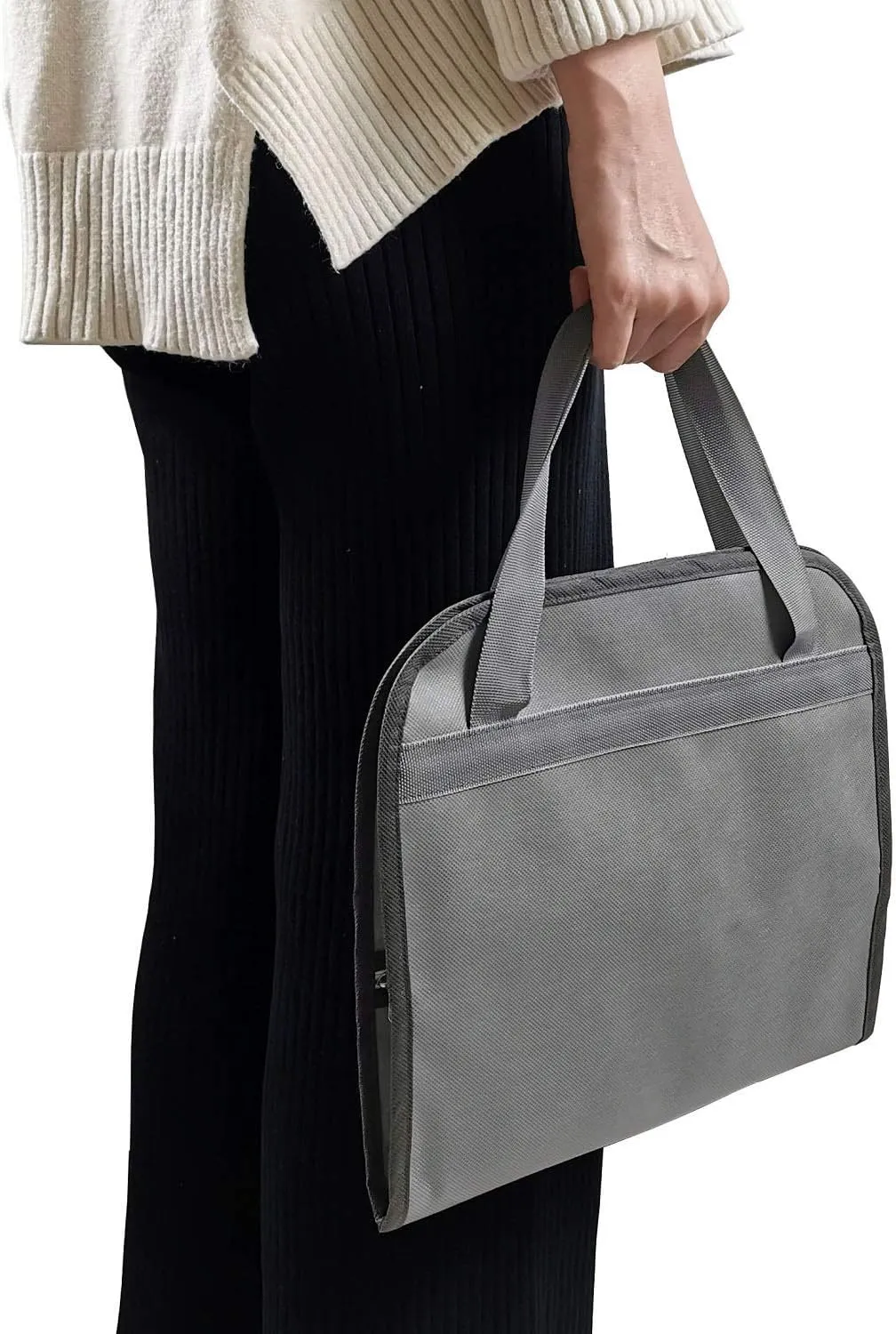 Travel Foldable Jewelry Rolls Bag Storage Pouch Hanging Jewelry Organizer with 8 Zippered Clear Pockets for Earrings Rings Necklaces Bracelets Watchbands (Grey)