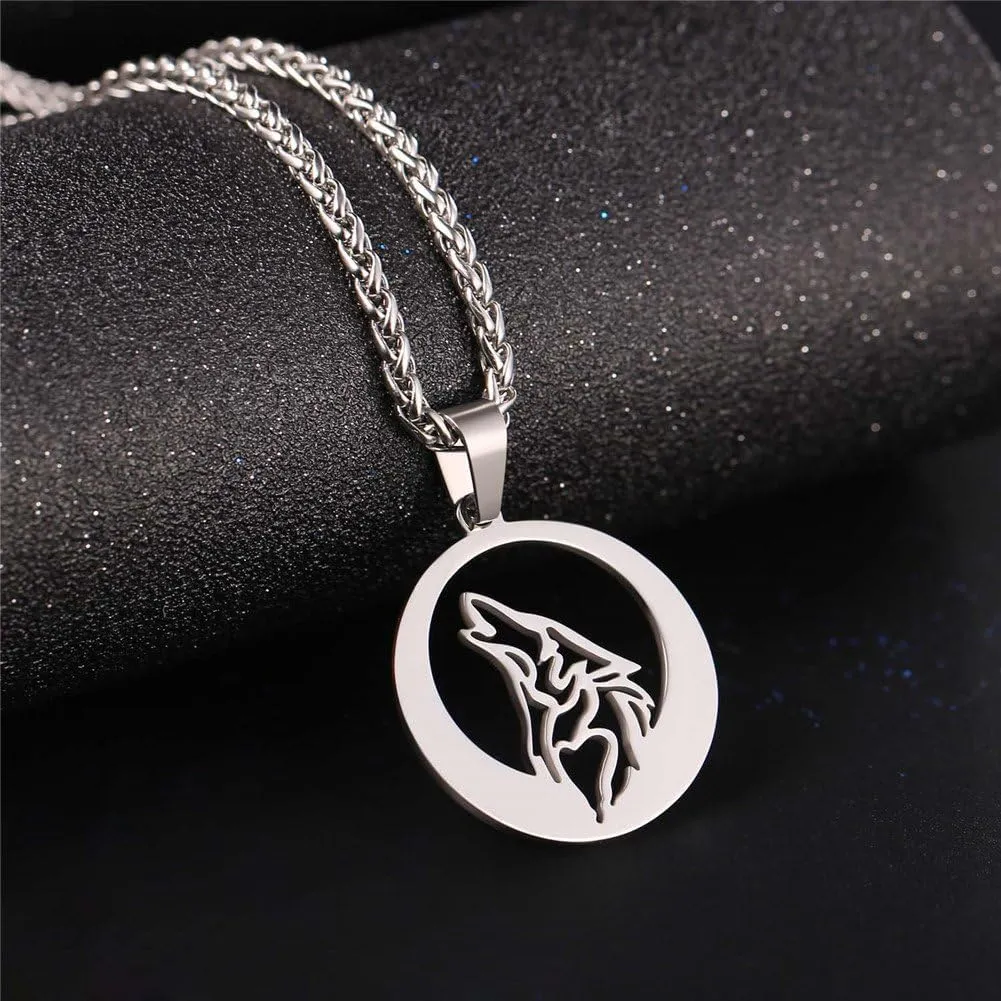 U7 Punk Chameleon/Eagle/Dragon/Hawk/Wolf Necklaces for Men Women, Retro Black Stainless Steel Animal Pendant Personalized Jewelry Gift Cool Necklace with 22 Inch Chain