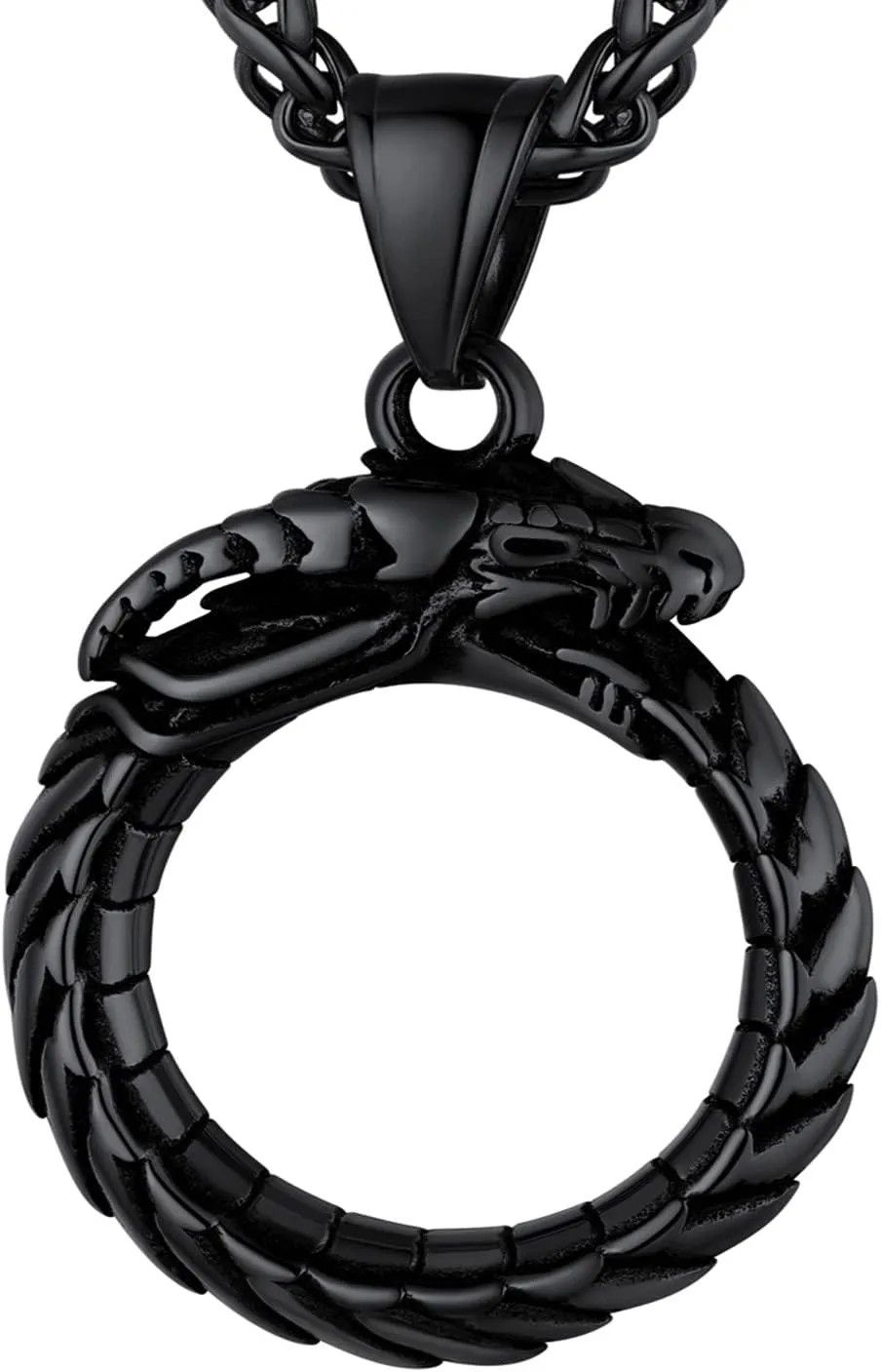U7 Punk Chameleon/Eagle/Dragon/Hawk/Wolf Necklaces for Men Women, Retro Black Stainless Steel Animal Pendant Personalized Jewelry Gift Cool Necklace with 22 Inch Chain
