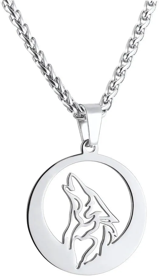 U7 Punk Chameleon/Eagle/Dragon/Hawk/Wolf Necklaces for Men Women, Retro Black Stainless Steel Animal Pendant Personalized Jewelry Gift Cool Necklace with 22 Inch Chain