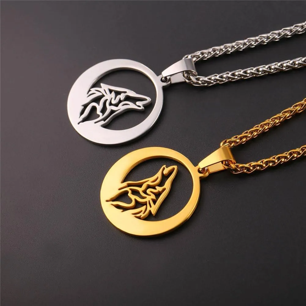 U7 Punk Chameleon/Eagle/Dragon/Hawk/Wolf Necklaces for Men Women, Retro Black Stainless Steel Animal Pendant Personalized Jewelry Gift Cool Necklace with 22 Inch Chain