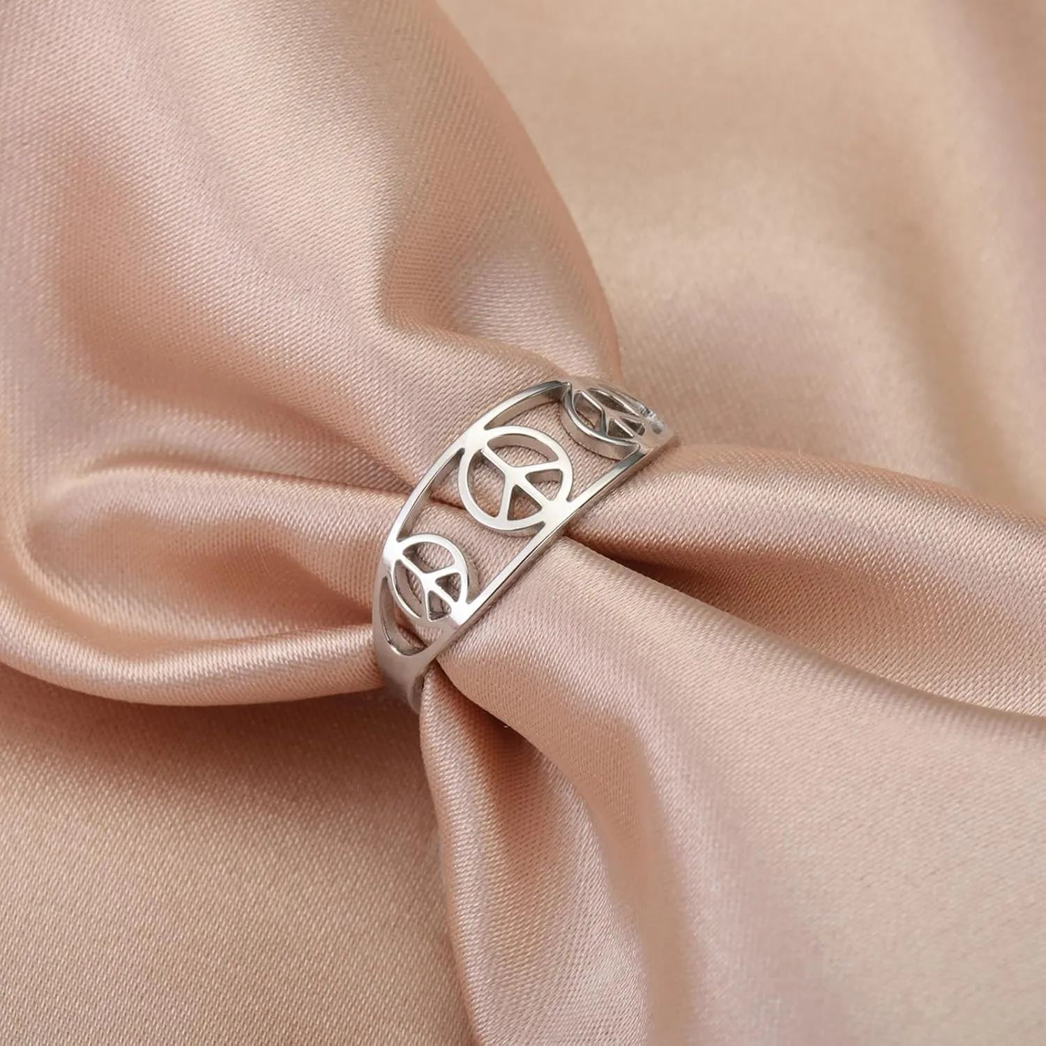 UNIFT Peace Sign Ring for Women Men Stainless Steel Hippie Style World Peace Symbol Ring 1960s 1970s Peace Symbol Jewelry Party Accessories
