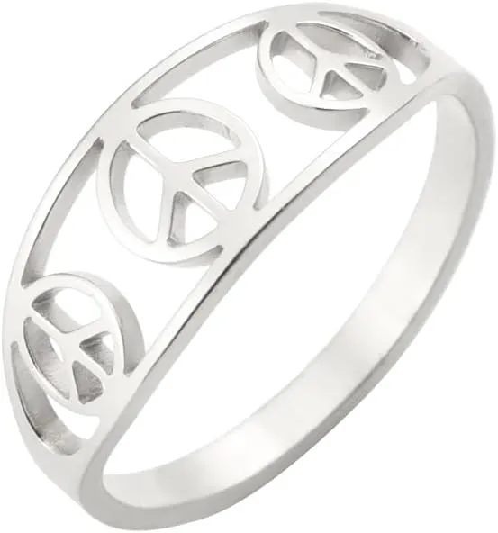 UNIFT Peace Sign Ring for Women Men Stainless Steel Hippie Style World Peace Symbol Ring 1960s 1970s Peace Symbol Jewelry Party Accessories