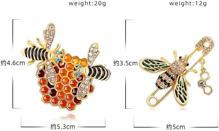Unique Crystal Bee Brooch Novelty Insect Animal Enamel Brooch Scarf Dress Collar Brooch Jacket Accessories Hat Jewelry