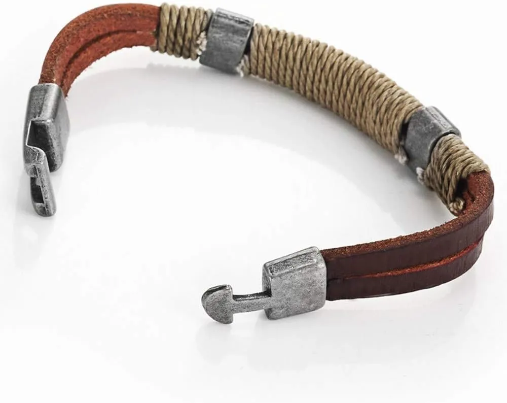 Urban Jewelry Braided Genuine Leather Bracelet with Locking Stainless Steel Clasp (Unique Designs Options)