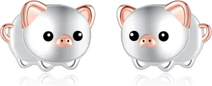 URONE Pig Earrings 925 Sterling Silver Pig Earrings Studs Pig Jewelry Gifts for Pig Lovers