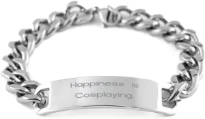 Useful Cosplaying Gifts, Happiness is Cosplaying, Cosplaying Cuban Chain Bracelet From Friends, Gifts For Friends, Friendship bracelet, Best friend bracelet, Cuban link bracelet, Silver chain