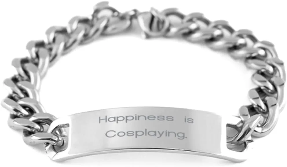 Useful Cosplaying Gifts, Happiness is Cosplaying, Cosplaying Cuban Chain Bracelet From Friends, Gifts For Friends, Friendship bracelet, Best friend bracelet, Cuban link bracelet, Silver chain