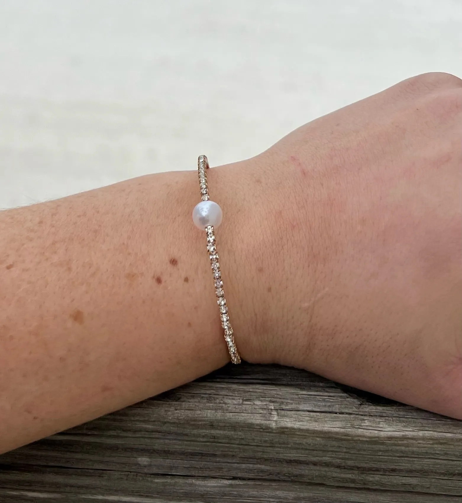 Valerie Sparkly Pearl Cuff - Gold