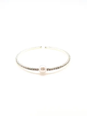 Valerie Sparkly Pearl Cuff - Silver
